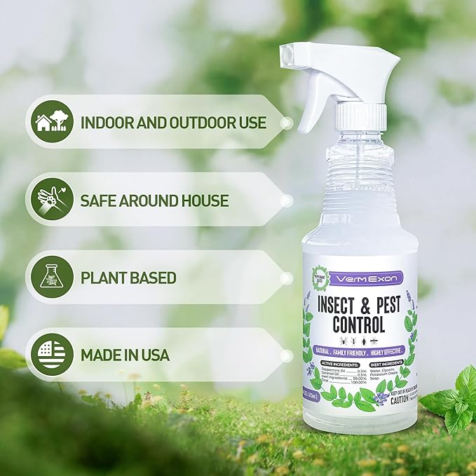 Peppermint Oil Insect & Pest Control Spray – 32oz Natural Plant-Based Bug Killer for Spiders, Ants, Flies, and Other Insects, Safe for Home & Kitchen Use