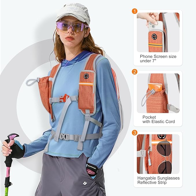 FIORETTO 20L Hiking Backpack for Women Men Mini Packable Backpack Lightweight Small Daypack for Camping Travel Outdoor, Orange