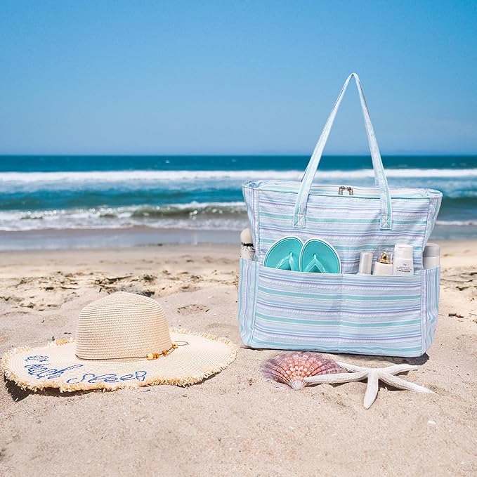 Bluboon Waterproof Beach Tote Pool Bags for Women Ladies Extra Large Carry On Bag With Wet Compartment for Weekender Travel