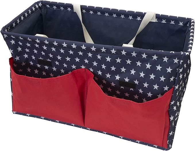 Household Essentials Red, White, and Blue Krush Container All-Purpose Utility Tote with Pockets