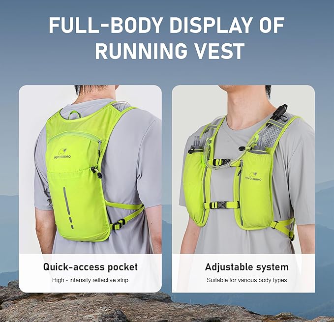 N NEVO RHINO Running Vest, Lightweight Hydration Vest, Insulated Water Backpack with 1.5L Water Bladder for Hiking, Trail, Running,Marathons,Cycling