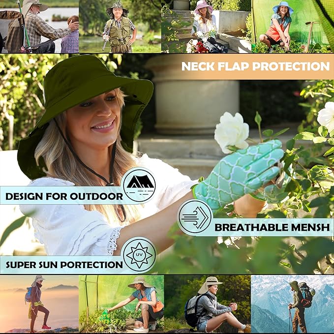 Solaris Sun Hat with Neck Flap, UPF 50 Sun Protection Lightweight Sun Cap for Men Women, Wide Brim Hat for Fishing Hiking