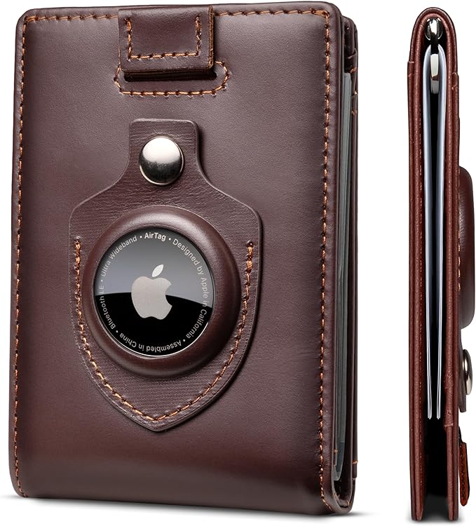 SERMAN BRANDS RFID Blocking Slim Bifold Genuine Leather Minimalist Front Pocket Wallets for Men with Money Clip Thin Mens