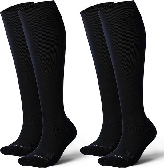 LEVSOX Thick Cotton Compression Socks for Women&Men 20-30mmHg Knee High Cute Support Sock for Nurses, Pregnancy, Travel