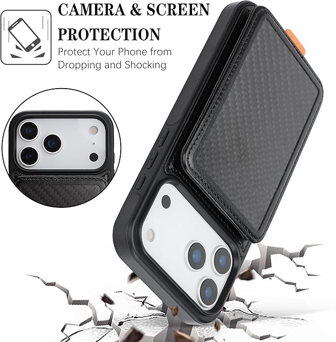 GUERNICA for iPhone 17 Pro Max (6.9") Case Wallet with Card Holder, RFID Blocking Leather Protection, Shockproof Women Men Phone Case for Apple 17 Pro Max, A - Black
