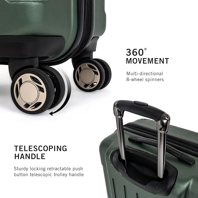 Kenneth Cole REACTION Renegade Luggage Expandable 8-Wheel Spinner Lightweight Hardside Suitcase, Cilantro, 3-Piece Set (20"/24"/28")
