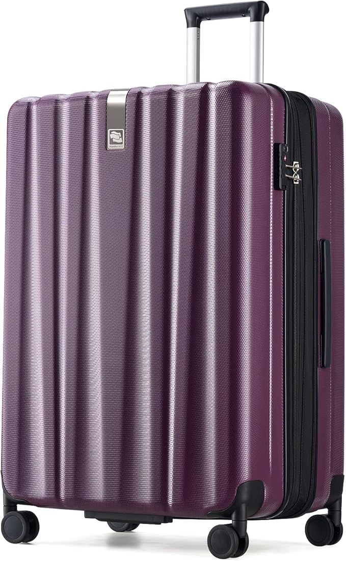 Hanke 29 Inch Expandable Checked Luggage Lightweight PC Hard Shell Luggage Suitcases with Wheels Tsa Luggage Rolling Large Suitcase Travel Luggage Bag for Study Abroad(Purple)