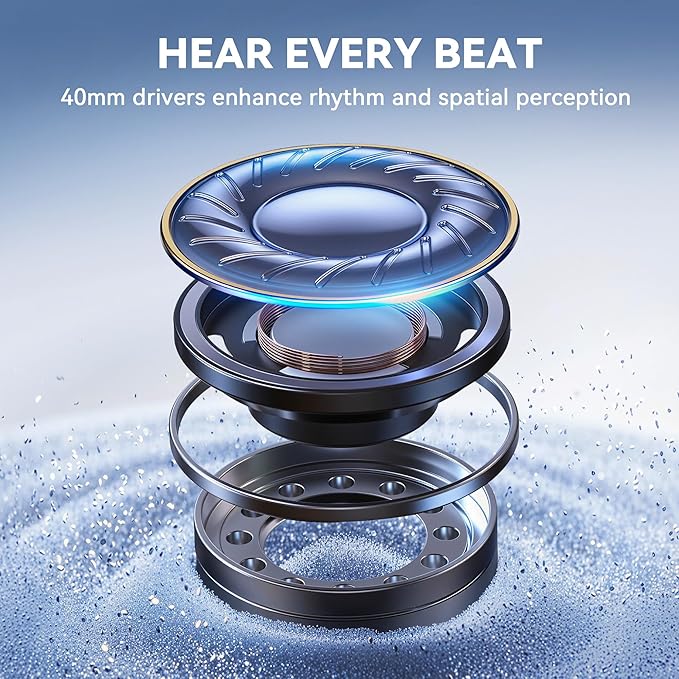 Hybrid Active Noise Cancelling Headphones, Over Ear Bluetooth 6.0 Wireless Headphones, 50H Playtime, Deep Bass, HiFi Stereo Sound（White）