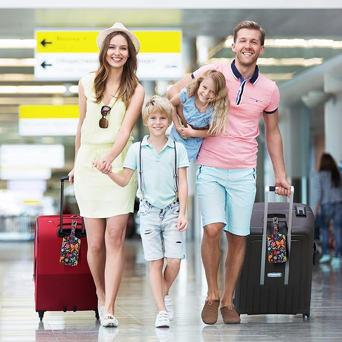 4 Pack Luggage Tag for Suitcases TSA Approved, Leather Suitcase Tags Identifiers, Cute Bag Name Travel Tags ID Labels for Women Men Cruise Airport Luggage Travel Essentials by Sodsay