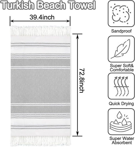 Beach Towel 2 Pack,Sand Free Beach Towels Oversized 39 x 72,Turkish Beach Towel Quick Dry,Lightweight Pool Towels for Adults Diamond Travel Towel,Cool Beach Essentials