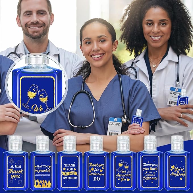 50 Pcs Thank You Mini Hand Sanitizer Bulk Employee Appreciation Gift Inspirational Small Hand Sanitizer 1fl oz Travel Size Hand Soap for Team Coworker Friends Teacher Christmas Valentine (Navy Blue)