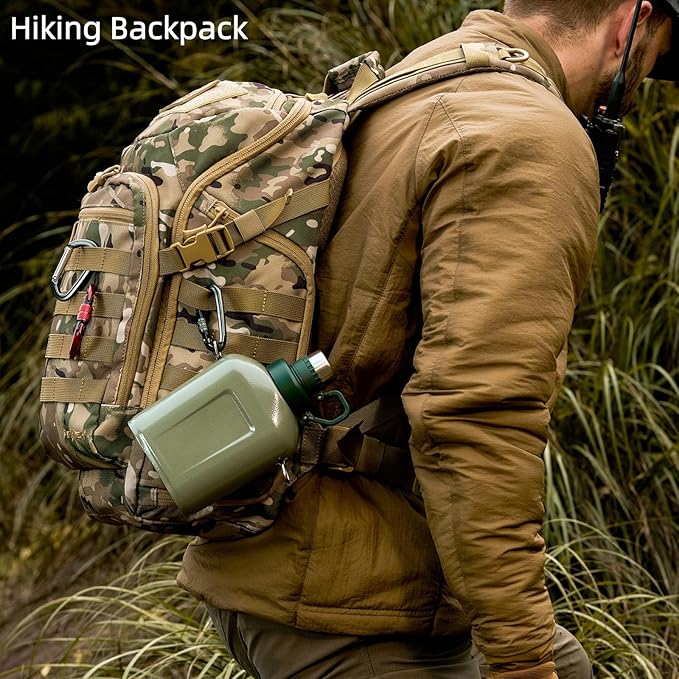 32L Military Tactical Backpack - Rugged Molle Assault Pack Fits 17 Inch Laptop for Survival Hiking Outdoor Travel Work (Camo)