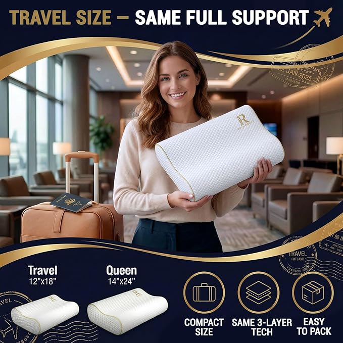 Royal Therapy Travel Memory Foam Cervical Pillow – Contour Pillow for Neck and Shoulder Pain