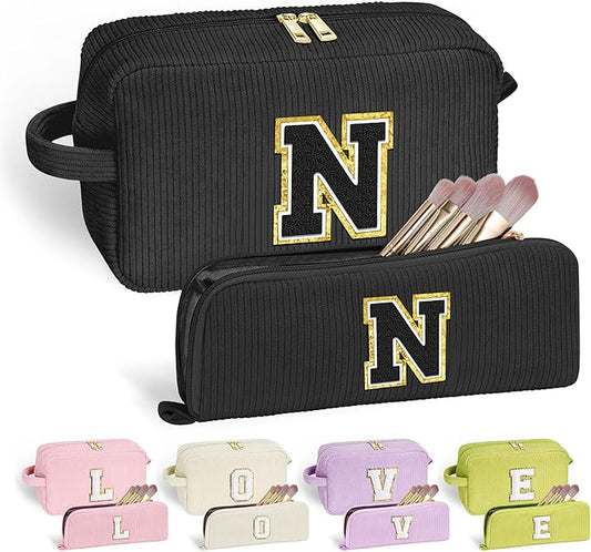 YOOLIFE Initial Travel Makeup Bag Cosmetic Bag - Teen Girl Gifts Trendy Stuff Friend Birthday Gifts for Women Teen Girl Kids