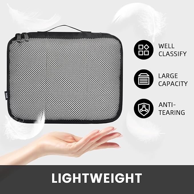 BAGAIL 6 Set Packing Cubes Luggage Packing Organizers for Travel Accessories-Black