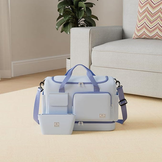 Small Gym Bag for Women, Travel Duffle Bag Carry On Weekender Bag with Shoe Compartment