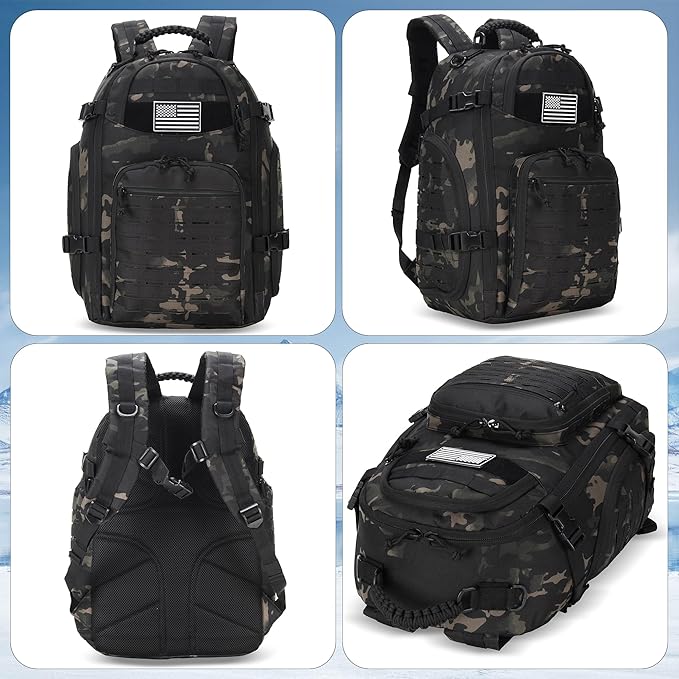 30L Hiking Backpack Lightweight Outdoor Daypack Camping Backpack Outdoor Travel Daypack Day Pack for Man Woman (Black Camo)