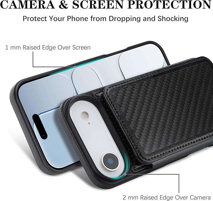 GUERNICA for iPhone 17 Air (6.7") Case Wallet with Card Holder, RFID Blocking Leather Protection, Shockproof Women Men Phone Case for iPhone Air, A - Black