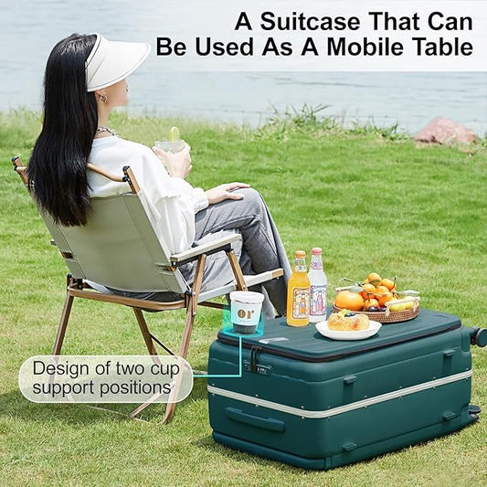 Hanke Multifunctional 26 Inch Hard Shell Suitcases with Wheels Travel Approved Luggage Large Rolling Suitcase Checked Luggage for Women Men(Blackish Green)