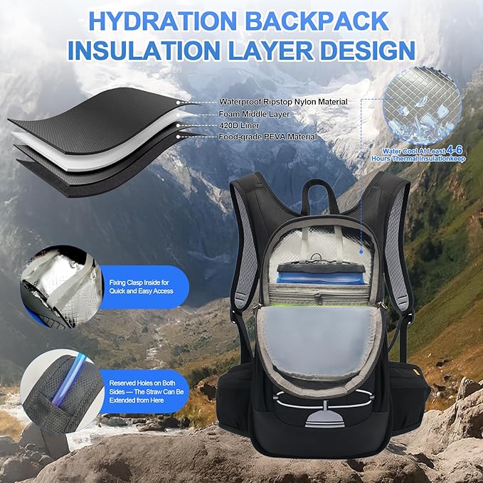 20L Hydration Backpack Pack with 2L Water Bladder Lightweight Hiking Backpack for Women Men, Adjustable Chest Straps Running Hydration Vest for Hiking, Cycling, Climbing