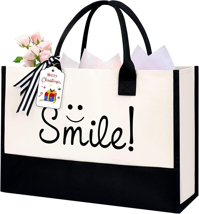 BAGAIL Initial Tote Bag, Personalized Birthday Gifts for Women, Teacher, Friends, Mom, Wedding, Monogrammed Beach Bag