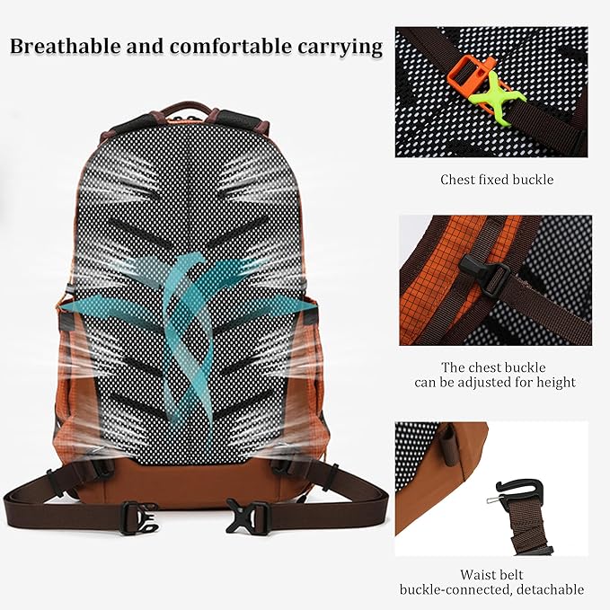 W WINTMING Small Hiking Backpack Travel Backpacks 20L Lightweight Hiking Daypack for Women Men Camping Daily Commuting (Orange)