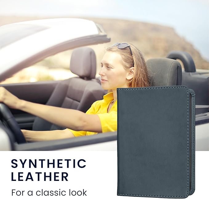 kwmobile Registration and Insurance Holder - Car Document Holder for Vehicle Documents and Cards - PU Leather - Black