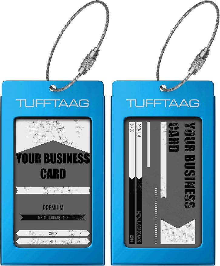 Luggage Tags Business Card Holder by TUFFTAAG - Durable Travel ID Bag Tag in Multiple Color Options, Perfect for Suitcases, Backpacks, and Carry-Ons, Easy Identification, Secure and Stylish