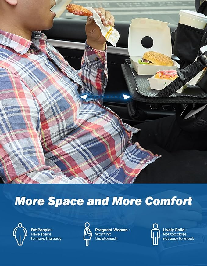 JOYTUTUS Steering Wheel Tray, Car Multifunctional Laptop Desk, Car Office Bag, Back Seat Headrest Table for Eating, Fit for Small sedan and Small SUV, Like the Honda Civic, Honda CR-V, etc.