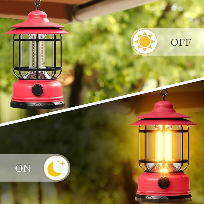 Retor LED Pink Camping Lanterns 1 Pack 1500 LM Step-Less Dimming Lightweight Battery Powered USB Rechargeable Flashlights Survival Kits Home Garden Yard Emergency Outages Hiking Lantern Light