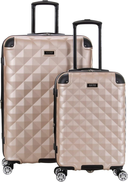 Kenneth Cole REACTION Diamond Tower Collection Lightweight Hardside Expandable 8-Wheel Spinner Travel Luggage, Rose Champagne, 2-Piece Set (20" & 28")