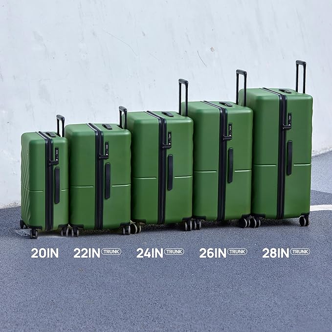 NINETYGO Carry On Suitcase, 20 Inch Carry-On Luggage with Double Spinner Wheels, Anti-Burst Zipper, Hard Case PC Suitcase Carry On, Lightweight Travel Luggage, TSA Approved (Seaweed Green, Hudson)