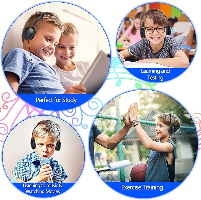 Kids Headphones Bulk 30 Pack for School Students Children Teen Boys Girls,Wholesale Headphones for Classroom,Group Learning, Computer Lab, Library, Online Lesson and Testing (Black)