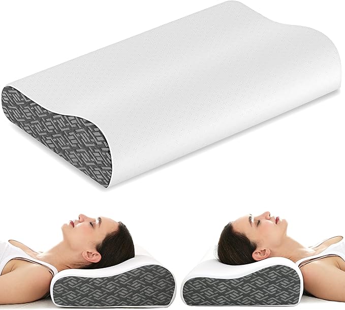 Memory Foam Pillows for Neck Pain Relief, Cooling Neck Pillow for Sleeping, Ergonomic Cervical Neck Support Pillow with Breathable Pillowcase for Side Back Stomach Sleepers