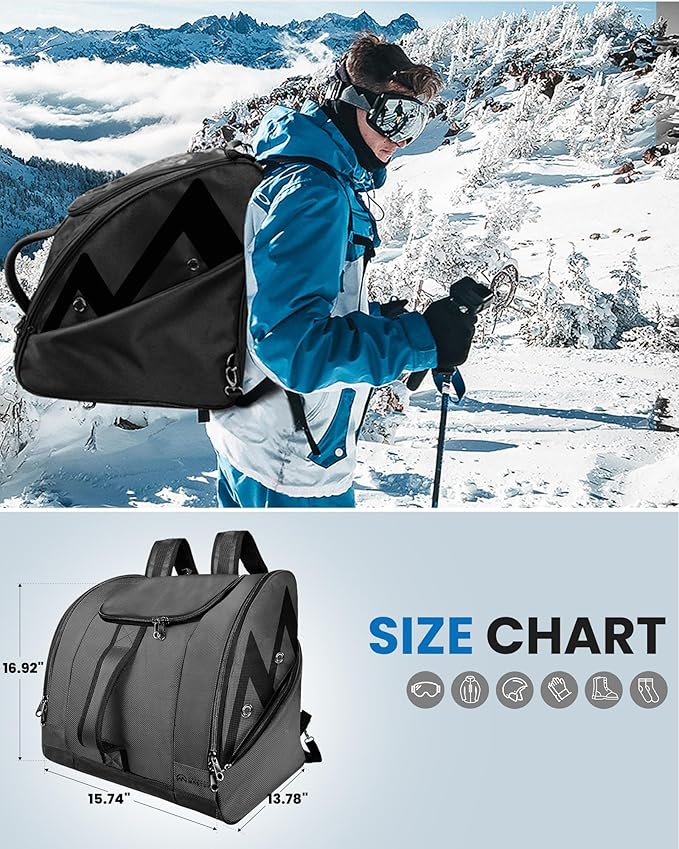 OutdoorMaster Boot Bag - 50L Ski Boots and Snowboard Boots Bag, Excellent for Travel with Waterproof Exterior & Bottom - for Men, Women and Youth