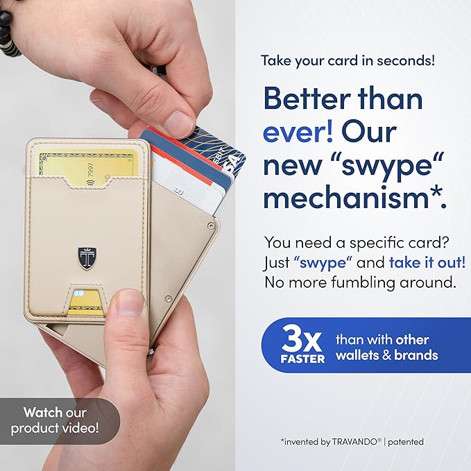 TRAVANDO Swype Slim Wallet for Men Metal RFID Blocking Mens Wallet Card Case (Without AirTag* Pocket)