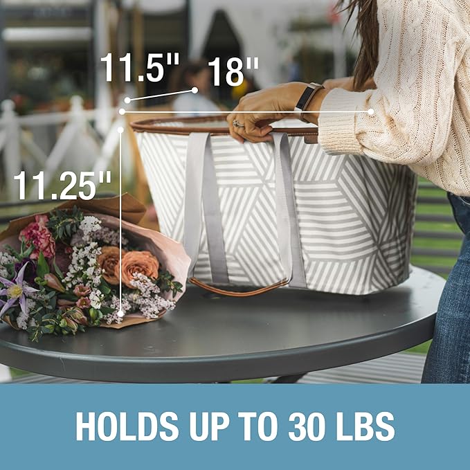 CleverMade EcoBasket Reusable Grocery Tote - Collapsible Storage Shopping Organizer - Heavy Duty Utility Bag Home