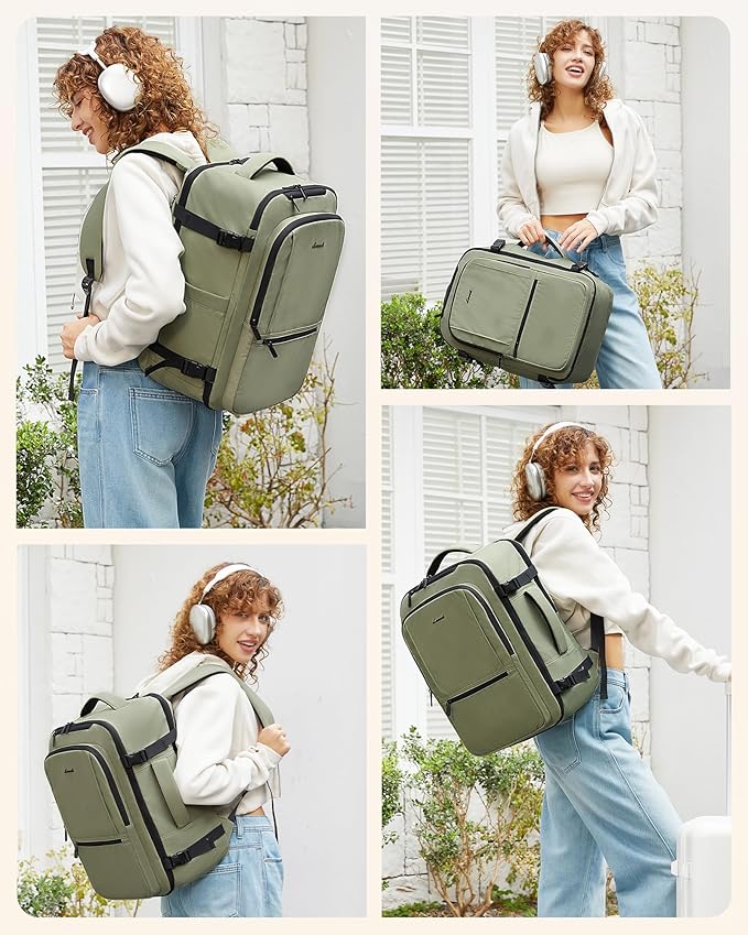 LOVEVOOK Travel Backpack for Women & Men, 40L Large Carry On Backpack Airline Approved, TSA Personal Item Weekender Bag, Water Resistant Laptop Backpacks with 3 Packing Cubes for Travel Essentials