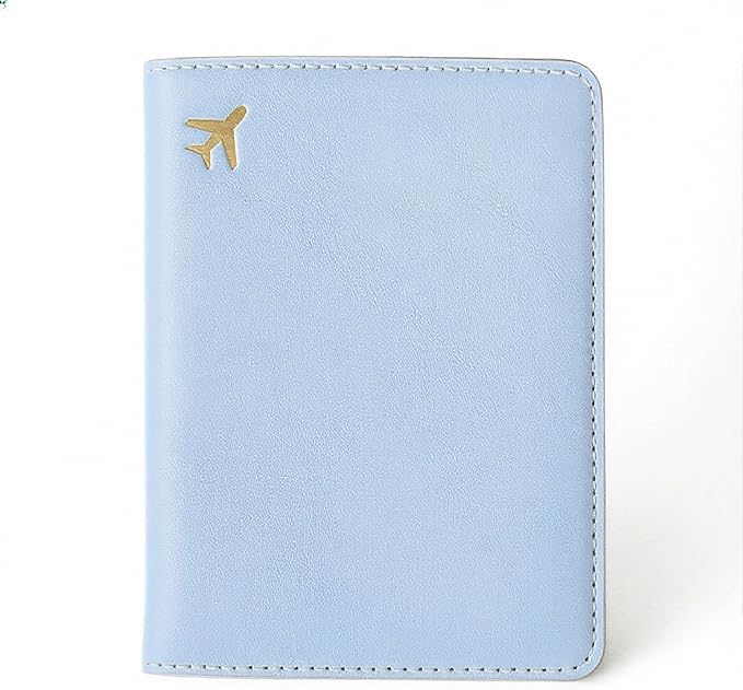 PU Leather Passport Holder Covers Case, Waterproof Rfid Blocking Travel Wallet Passport Holder(Sky Blue)