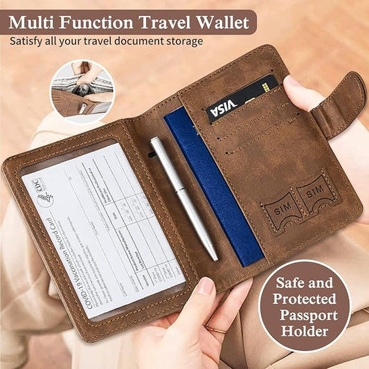 TIGARI Passport Holder for Travel Women Men, PU Leather Waterproof RFID Wallet Cover Case Sleeve, Valentines Day Gifts, Vacation Plane Cruise Travel Document Organizer Essentials