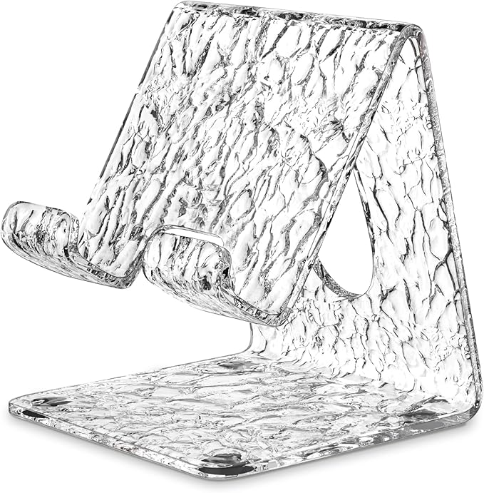 TOPGO Acrylic Cell Phone Stand, Clear Phone Holder for Office Desk, Vanity, Kitchen Counter, Bedside Table, Compatible with iPhone 17 16 15 14 13 12 11 Pro Max Plus/Smartphones/iPad/Switch/Kindle