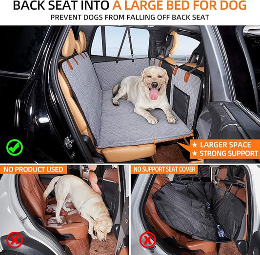 YJGF Back Seat Extender - Dog Car Seat Cover, Hammock for Dogs, Grey