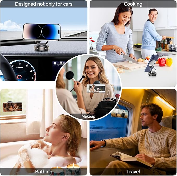 Miedecdel Magnetic Phone Holder for MagSafe, 360° Adjustable Car Phone Mount with 96+LBS Strongest Suction & 2800gf Strongest Magnetic for Dashboard/Gym/Mirror, Compatible with iPhone & Android
