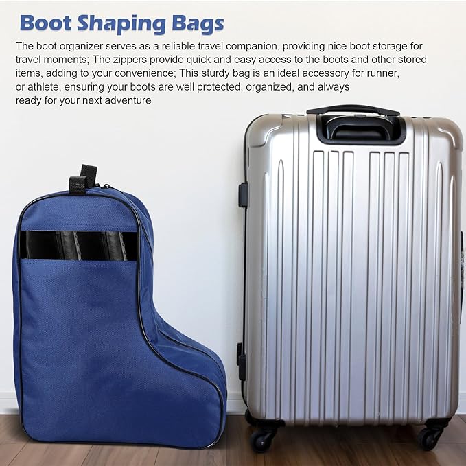 1 Pc Boot Bags for Cowboy Boots Portable Storage Bag for Travel Long Tube Shoes Bags Men Tall Shoe with Handle for Home (Dark Blue)