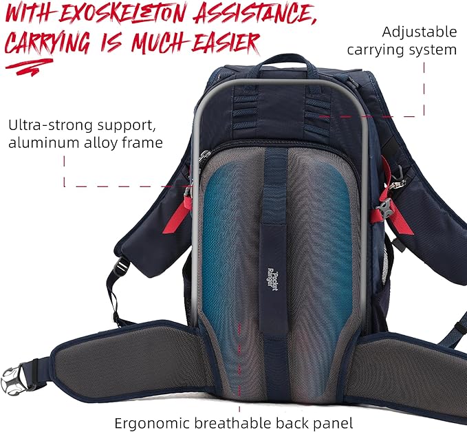 VSGO Pocket Ranger Expandable 35L-43L Photography & Outdoor Backpack – 35L Lightweight Waterproof Camera Bag for Hiking, Mountaineering, Travel