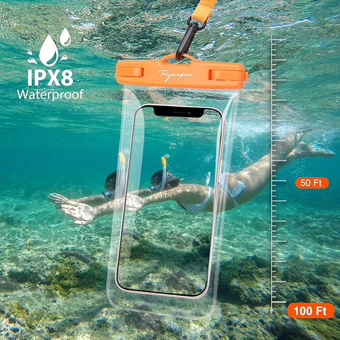 Waterproof Phone Pouch Bag - 7.5in Water Proof Cell Phone Case for Beach Travel, IPX8 Dry Bag with Lanyard for iPhone 17 16 15 Pro Max Galaxy S25 S24 Ultra, Cruise Ship Essentials 2025