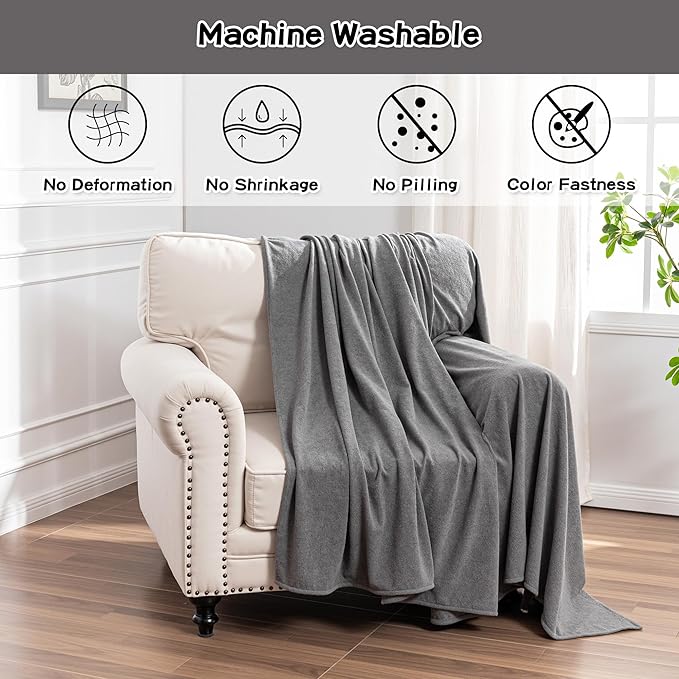 MEETSKY Chair Cover Cat Scratch Proof Recliner Chair Covers, Oversized Armchair Sofa Covers Washable Sofa Slipcover for Single Couch, Soft Small Couch Slipcover for Pets Dogs, 71" x 91", Grey