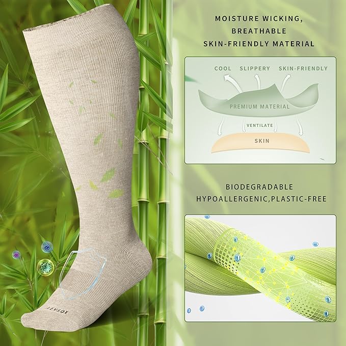 LEVSOX Wide Calf Compression Socks for Women&Men Plus Size 15-20mmHg Knee High Large Support Stockings for Circulation