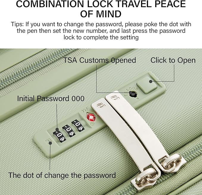 MILADA Expandable Carry On Luggage with Spinner Wheels PC Hard Shell Suitcases 20 Inch Top Opening Travel Suitcase with Wheels TSA Approved Luggage Trunk Rolling Carry-On, Bamboo Green