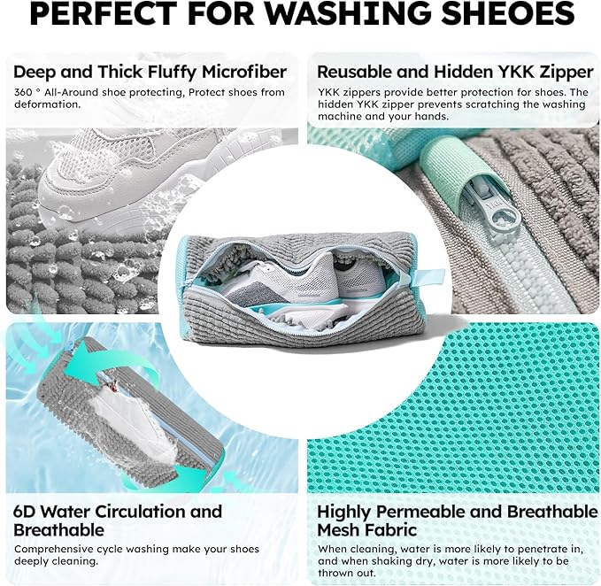 Shoe Washing Machine Bag: Shoe Bag for Washing Machine - Reusable Shoe Cleaning Bag for Sneaker Tennis Shoes Unstain Cleaner Kit